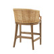 Rattan Rounded Back Cream Fabric Seat Counter Stool